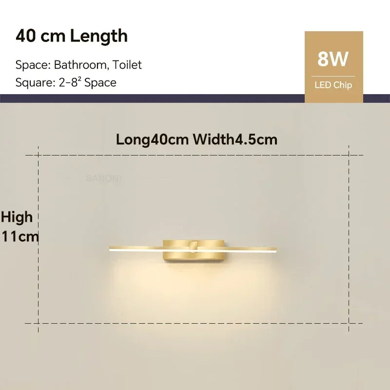 Modern Aluminum LED Wall Light – Adjustable Bathroom Mirror Vanity Lamp
