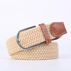 Woven Elastic Canvas Belt – Stretch Braided Buckle Strap for Casual Jeans