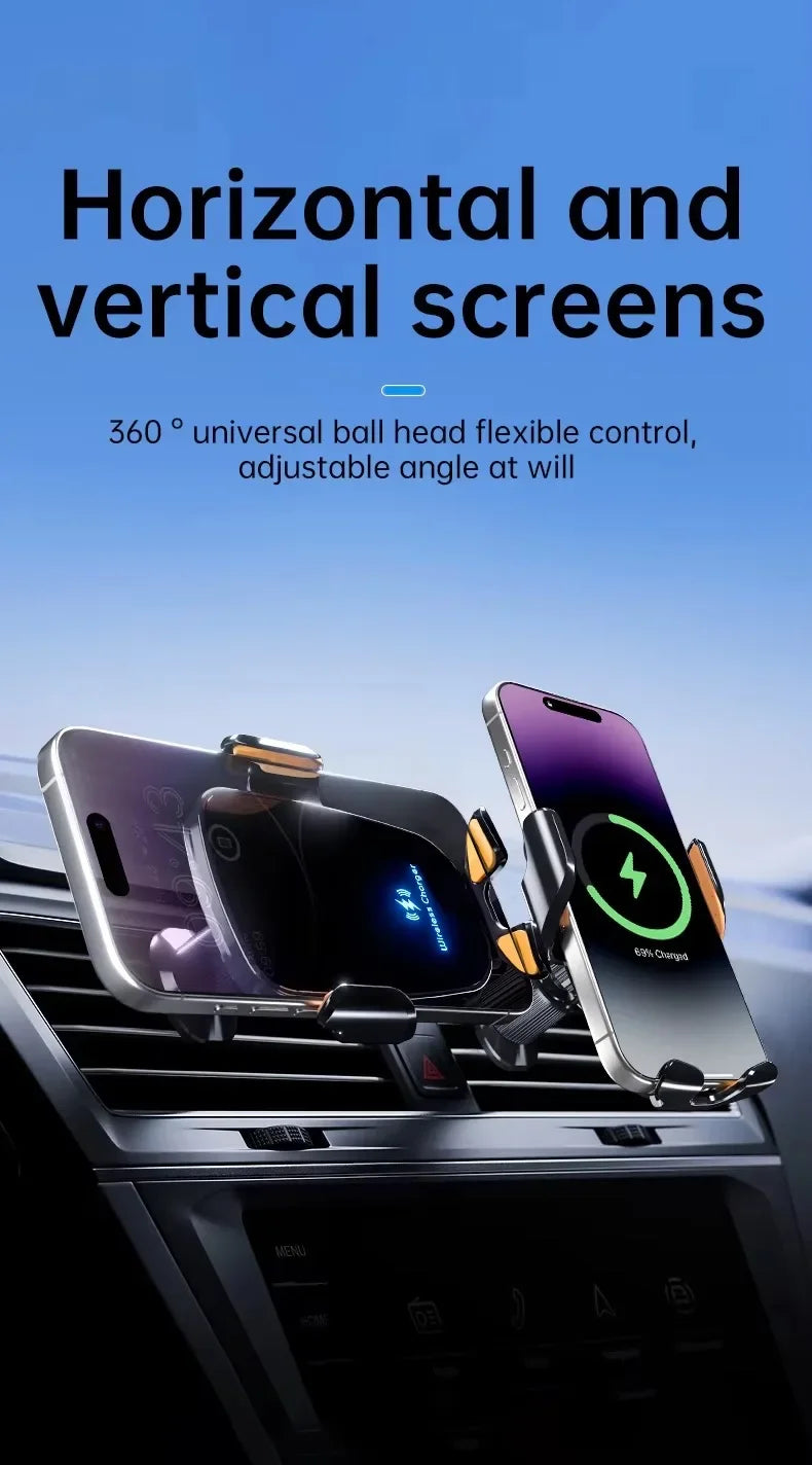 Wireless Car Charger Phone Holder – Fast Charging Mount for iPhone and Android