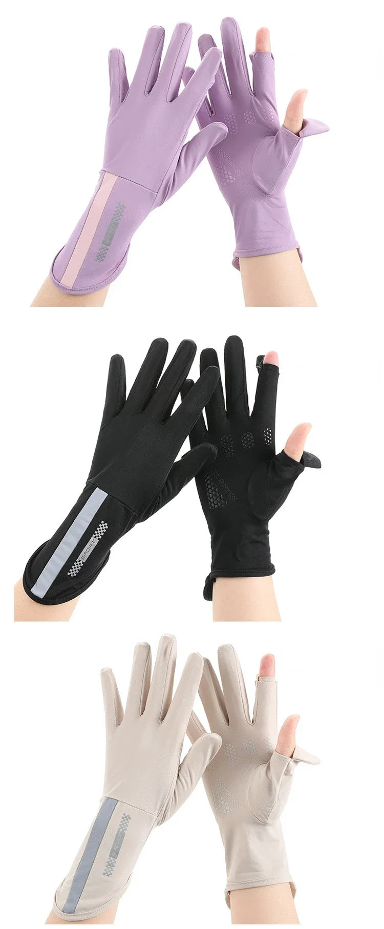 Ice Silk Sunscreen Gloves – UV Protection for Driving and Outdoor Cycling