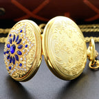 Emerald Diamond Pocket Watch Necklace – Luxury Gold Pendant for Gift