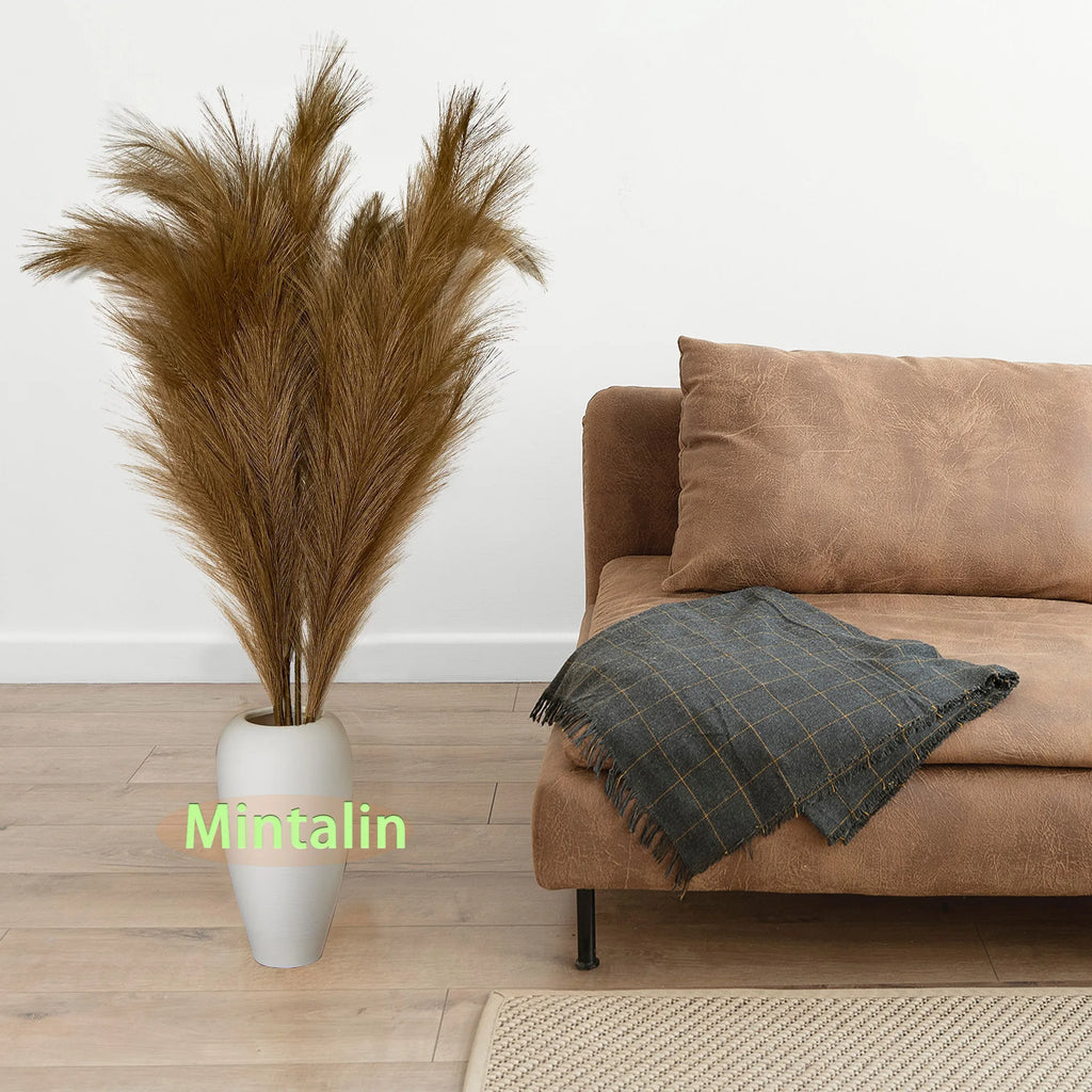 47" Faux Pampas Grass – Tall Fluffy Artificial Stems for Home Decor