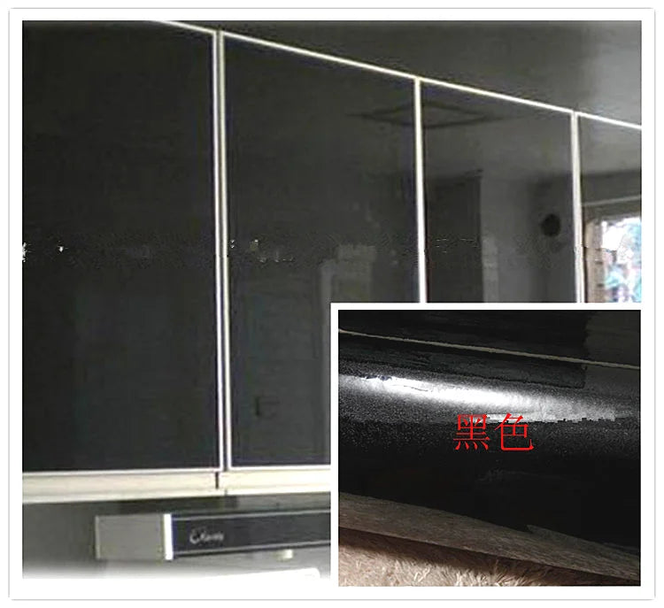 Black Wood Grain PVC Wallpaper – Self-Adhesive Film for Kitchen Cabinets