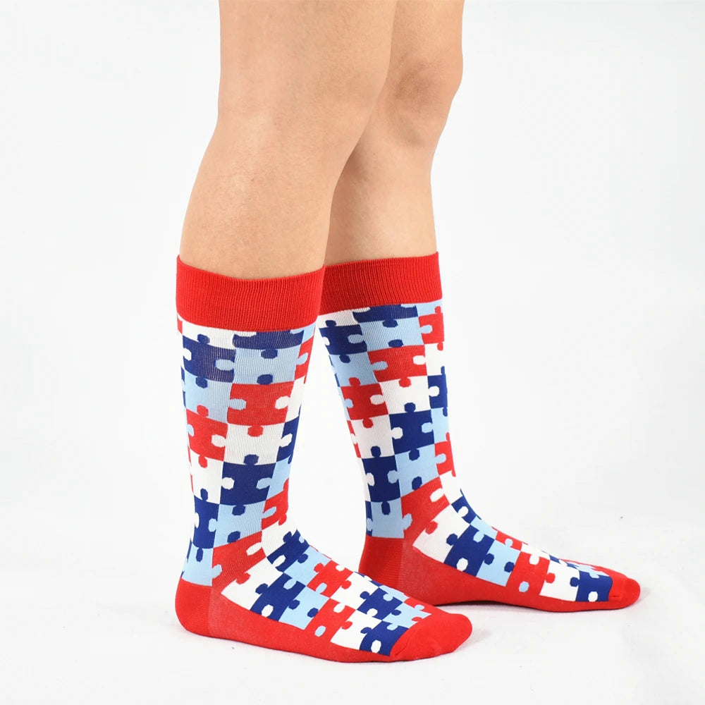 Colorful Cotton Crew Socks – Patterned Funny Dress Fashion for Men