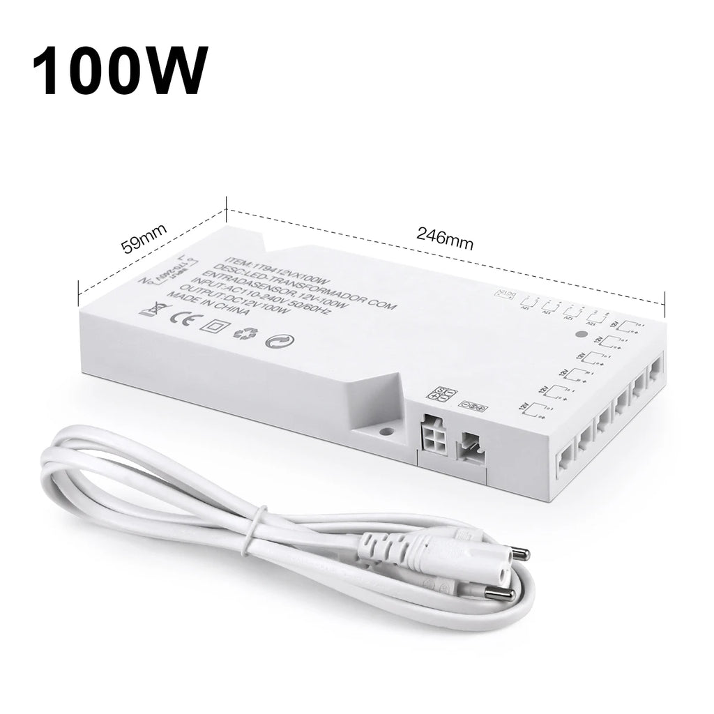 LED Transformer Power Adapter – Multi-Port Driver for Cabinet Lighting