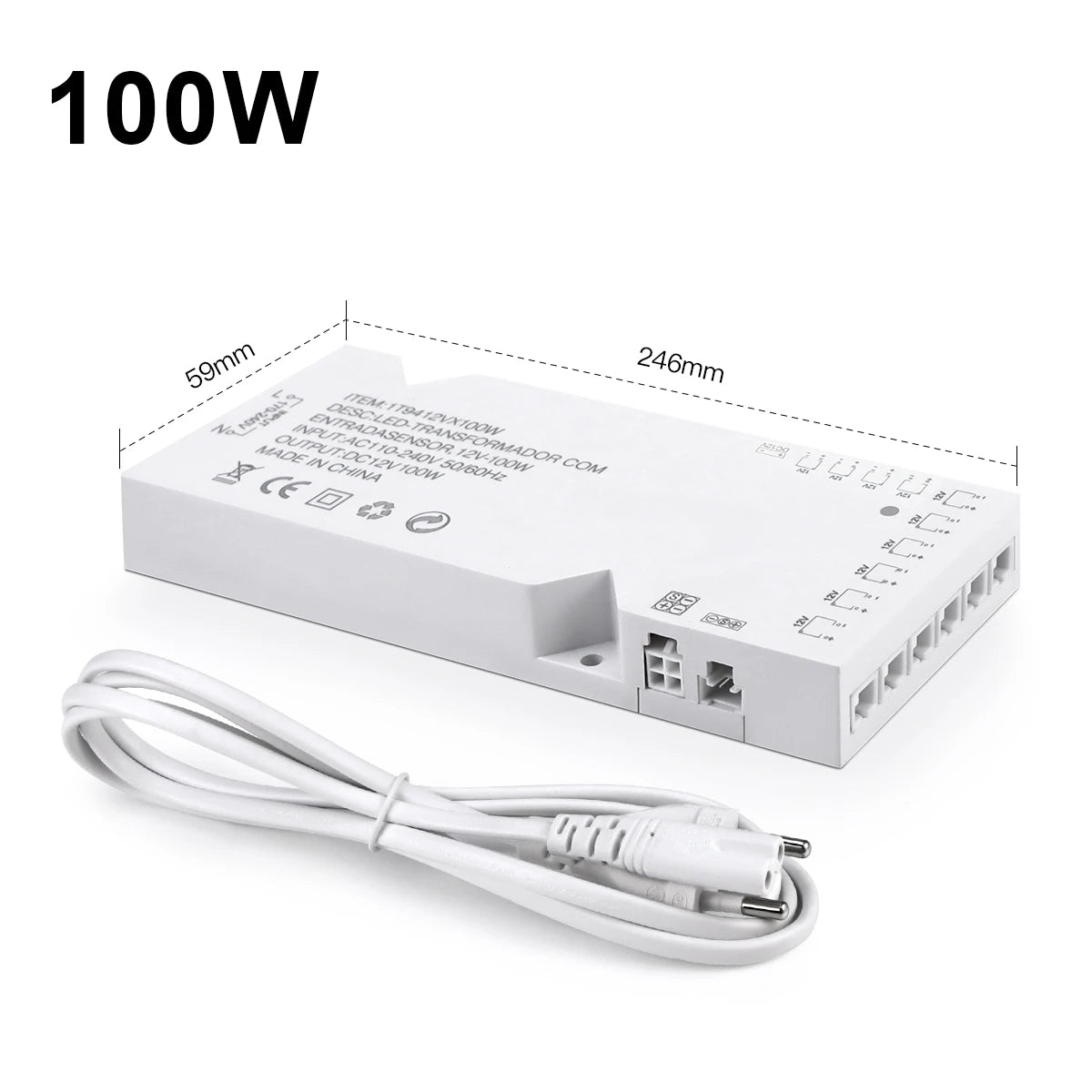 LED Transformer Power Adapter – Multi-Port Driver for Cabinet Lighting