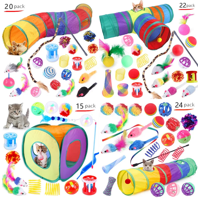 Foldable Rainbow Cat Tunnel – Interactive Play Tube for Kitten Exercise