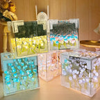 DIY Tulip Flower Sea Cube Night Lamp – Handmade Creative Gift for Girlfriend