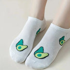 Avocado Crew Ankle Socks – Breathable Kawaii Cotton for Women's Fashion