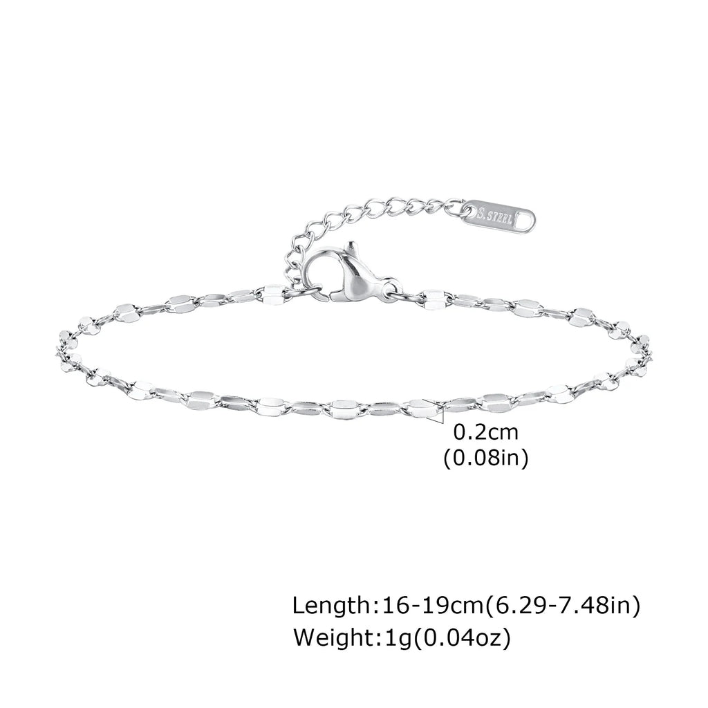 Stainless Steel Link Chain Bracelet – Stackable Silver Jewelry for Women