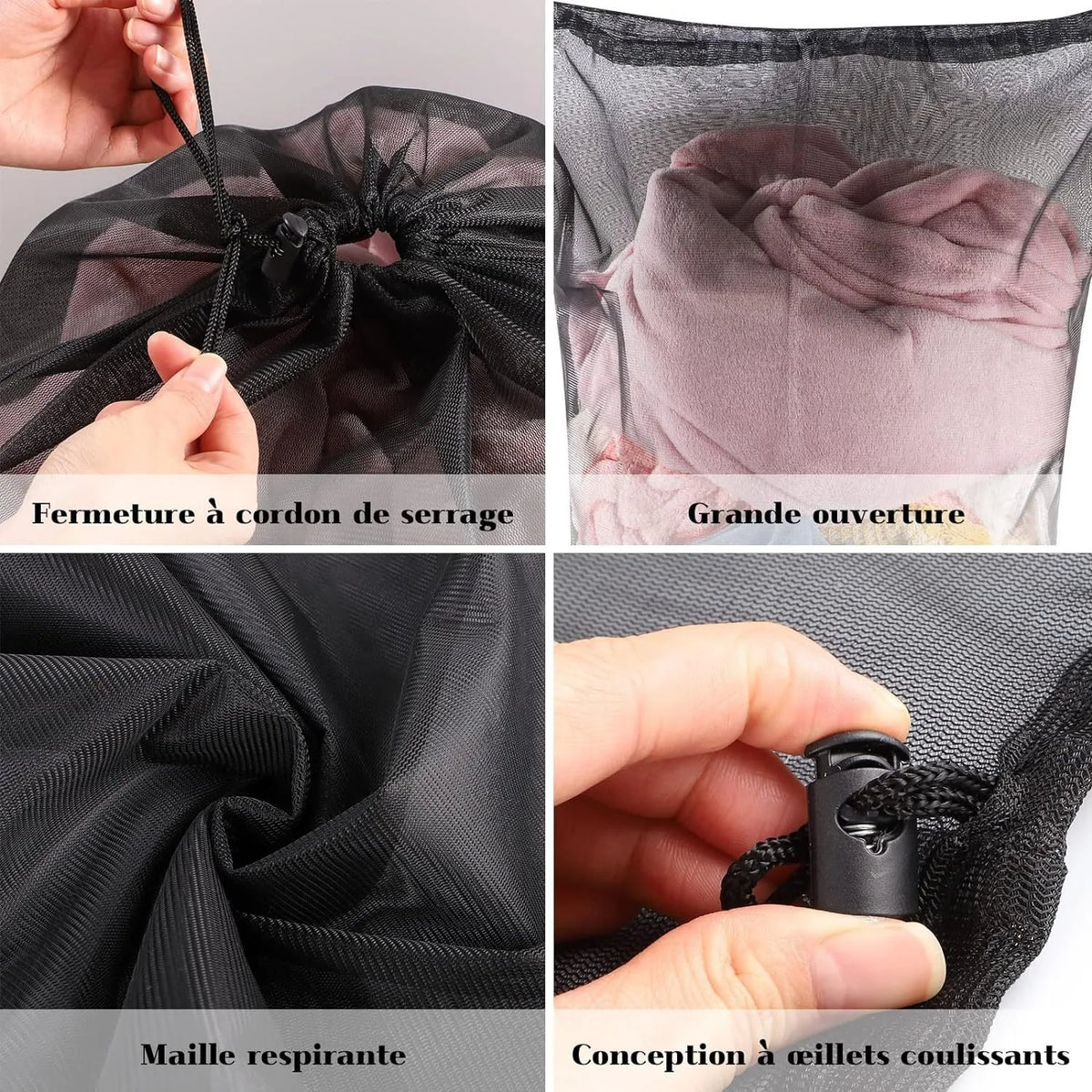 Large Mesh Laundry Bag – 60x90cm Drawstring Organizer for Washing Clothes