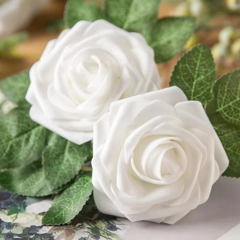 Artificial Foam Rose Heads – Realistic Silk Flowers for DIY Wedding Decor