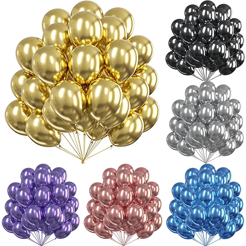 12-Inch Round Metallic Confetti Balloons – Latex Party Decor for Anniversaries