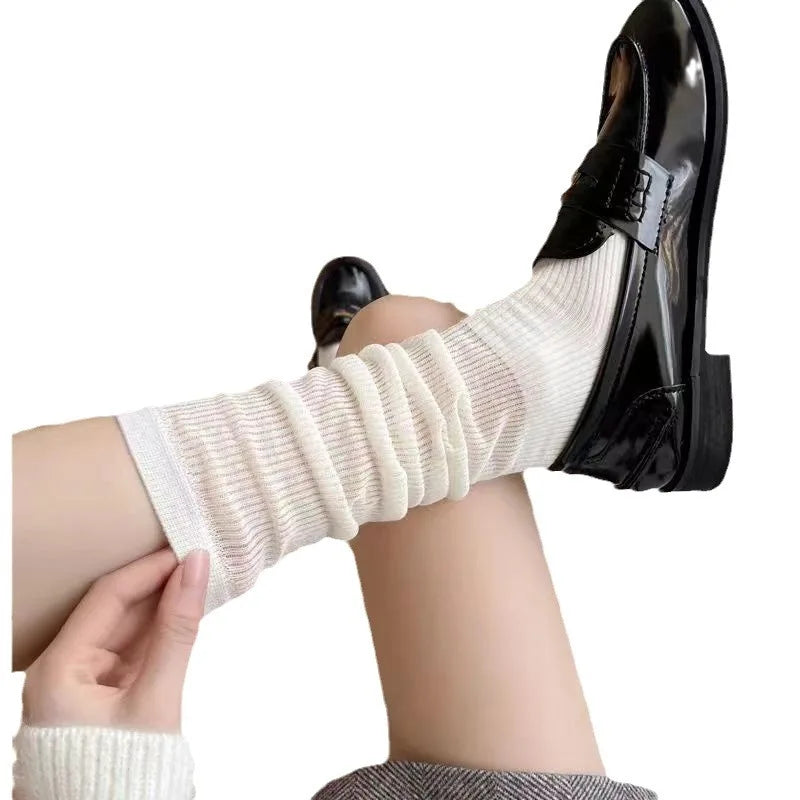 Vertical Striped Mid-Length Socks – Breathable Cotton for Daily Wear