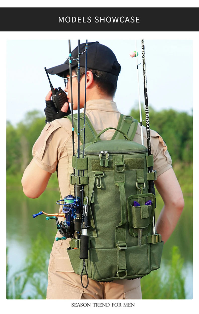 Tactical Fishing Tackle Backpack – Large Storage for Outdoor Hiking Travel