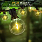 G40 Solar LED String Lights – Weatherproof Shatterproof Decor for Patio