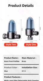 Stainless Steel Water Filter – Detachable Brass Prefilter for Bathroom Plumbing