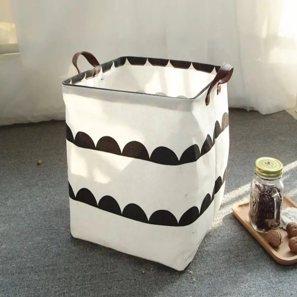 Foldable Cotton Linen Laundry Basket – Large Storage Bin for Home Organization