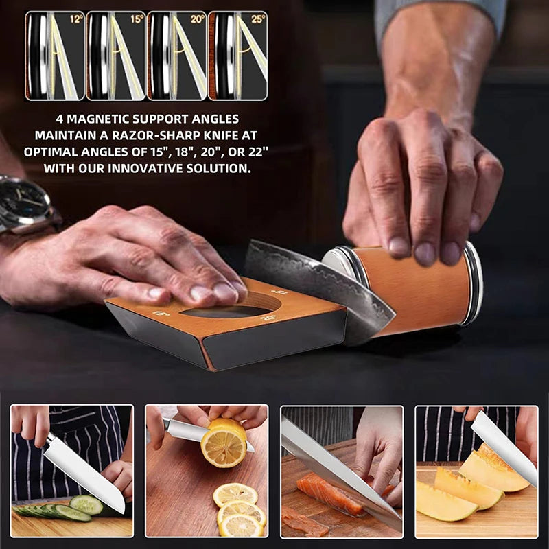 Rolling Knife Sharpener – Diamond Whetstone Kit for Straight Edge Blades