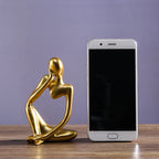 Abstract Thinker Statue – Sand Colored Yoga Figurine for Home Decor