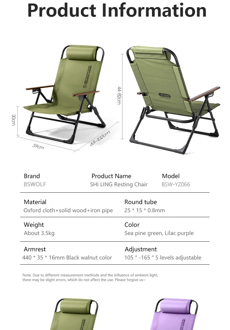 Folding Camping Chair – Adjustable Portable Seat for Outdoor Hiking Travel