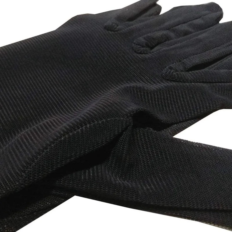 Black Opera Length Gloves – Stretchy Satin Accessories for Evening Formal Wear