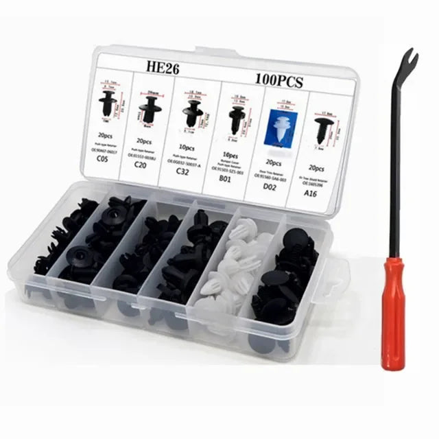 Automotive Plastic Fastener Kit – Bumper and Fender Rivet Retainers for Car Repair