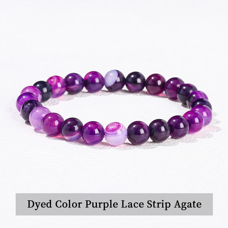 Natural Stone Bead Bracelet – Healing Crystal Gemstone Jewelry for Men and Women