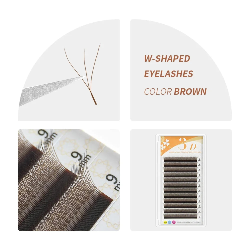 W Shape Eyelash Extensions – 3D Premade Volume Faux Mink Fans for Professionals