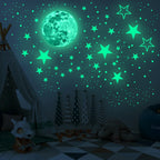 Glow in the Dark Planet Wall Decals – Luminous Moon and Stars for Kids Bedroom