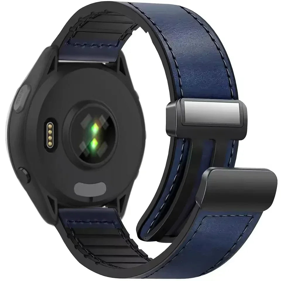 Magnetic Hybrid Watch Band – Leather and Silicone Strap for Garmin Sport