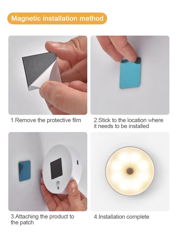 USB Rechargeable Motion Sensor Light – Magnetic Night Lamp for Home Bedroom
