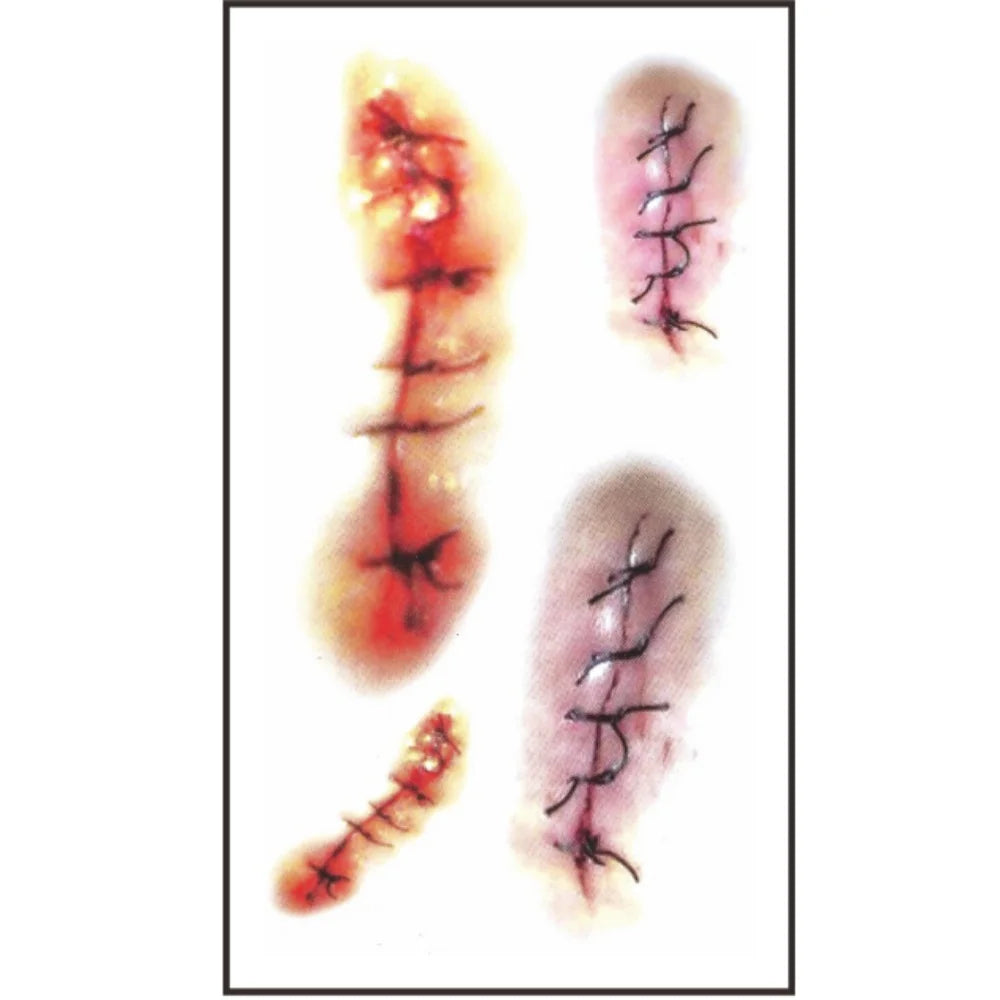 Realistic Fake Scar Tattoos – Bloody Wound Decals for Halloween Makeup