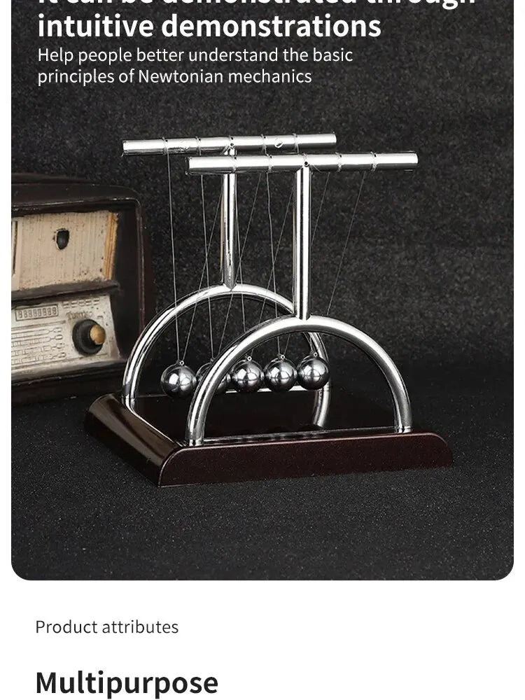 Newton's Cradle Steel Balance Balls – Physics Science Toy for Stress Relief