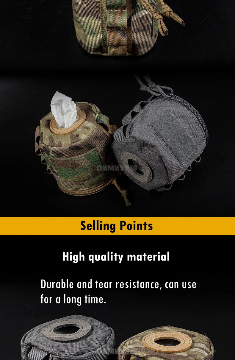 Molle Tissue Dispenser – Tactical Roll Paper Storage for Outdoor Hunting