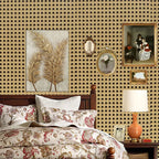 Honeycomb Grid Wallpaper – Luxury Chinese Retro Style for Home Decor