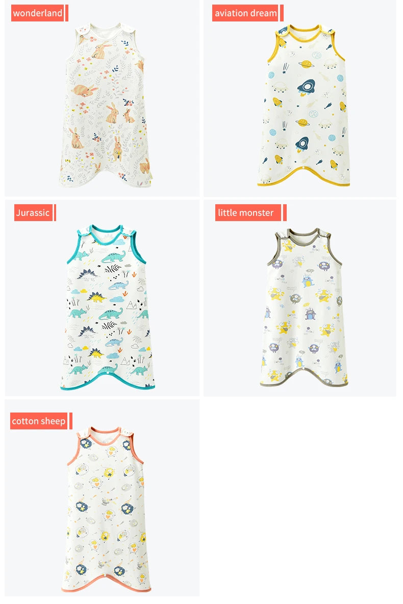0.5 TOG Baby Sleeping Bag – Cartoon Print Cotton Sleeveless Sleep Sack for Summer