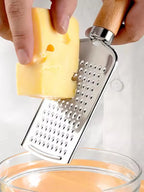 Stainless Steel Cheese Grater – Wooden Handle Tool for Kitchen Baking