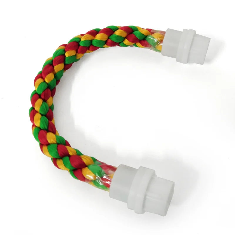 Woven Rope Parrot Toy – Bendable Multi-color Chew Perch for Parakeets