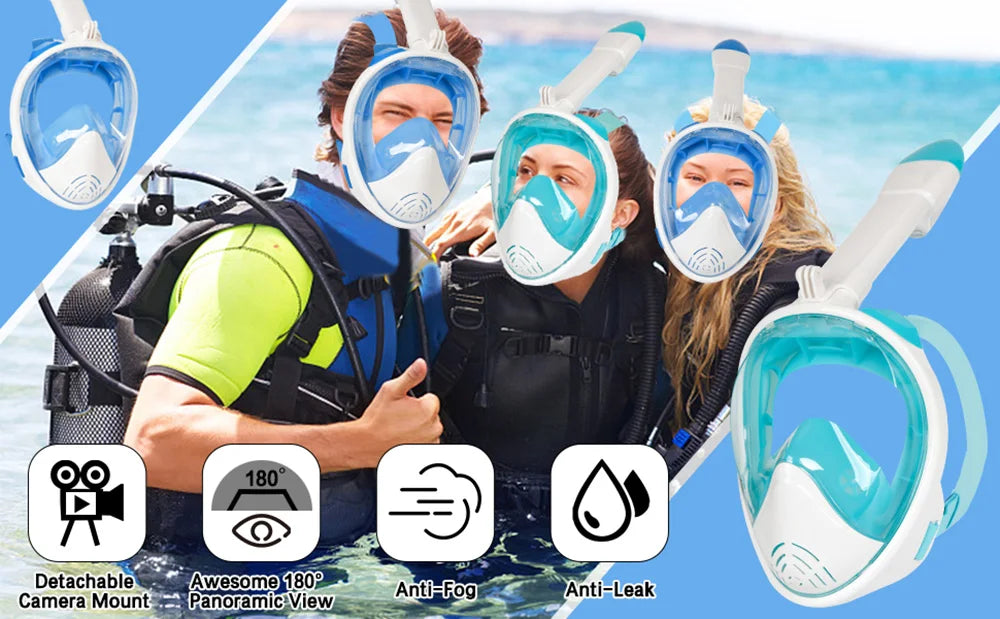 Full Face Snorkel Mask – Anti-Fog Panoramic View for Diving and Swimming