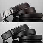 Mens Automatic Buckle Leather Belt – Luxury Business Accessory for Formal Wear