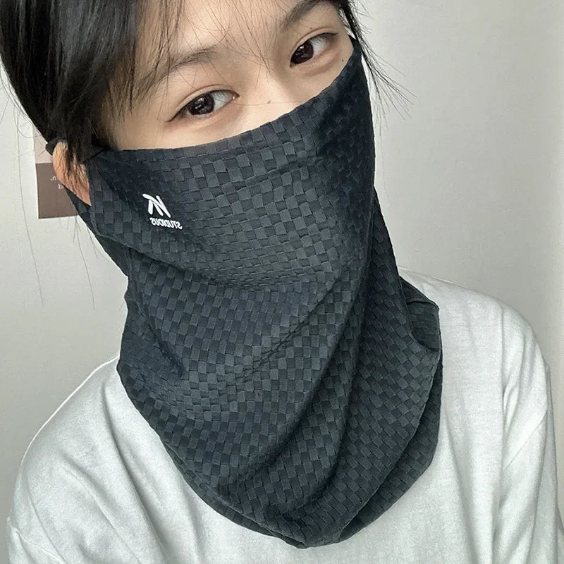 Ice Silk Sun Protection Scarf – Breathable Face Veil for Cycling and Travel
