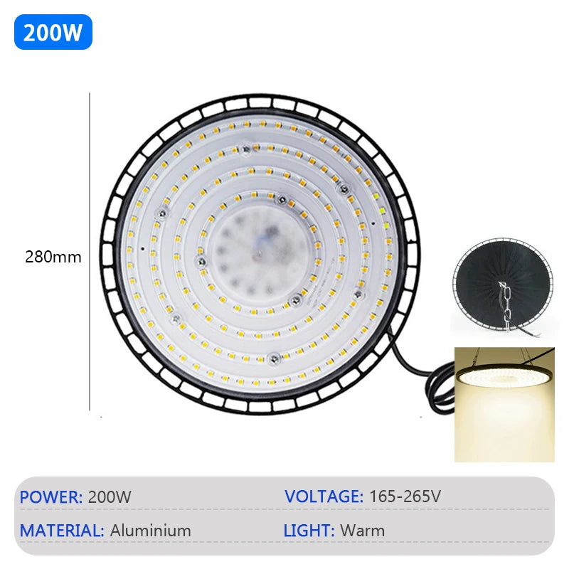 UFO LED High Bay Light – 200W Waterproof Industrial Lighting for Warehouse
