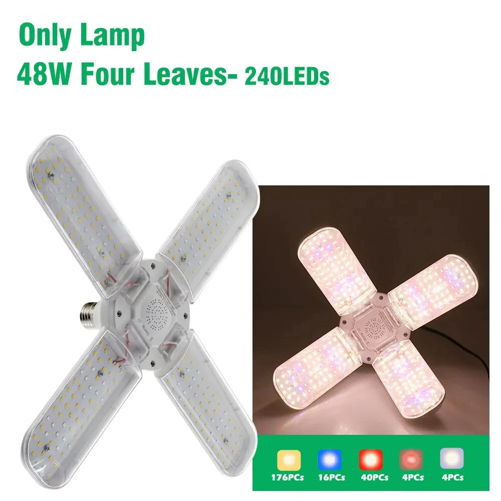 Foldable LED Grow Light – Full Spectrum E27 Bulb for Indoor Plant Seedlings