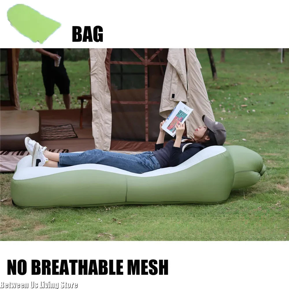 Inflatable Sofa Bed – Extra Wide Non-Roll Air Lounger for Beach and Garden