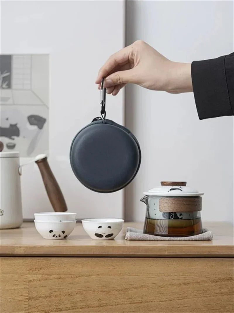 Portable Travel Tea Set – Ceramic Teapot and Cups for Camping
