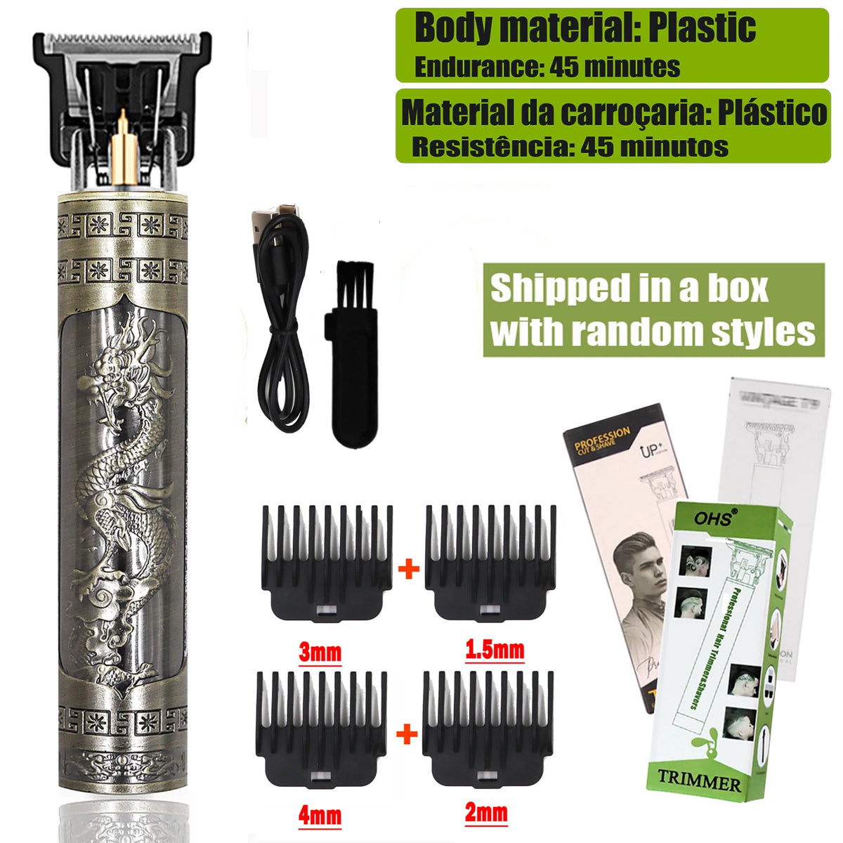 Cordless Electric Hair Trimmer – Professional Barber Shaver for Men