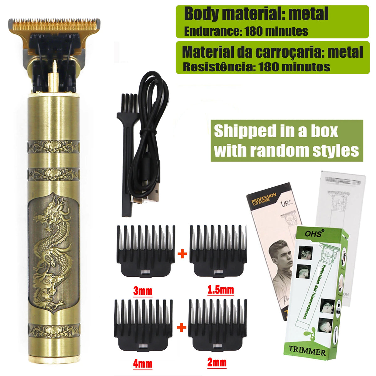 Cordless Electric Hair Trimmer – Professional Barber Shaver for Men