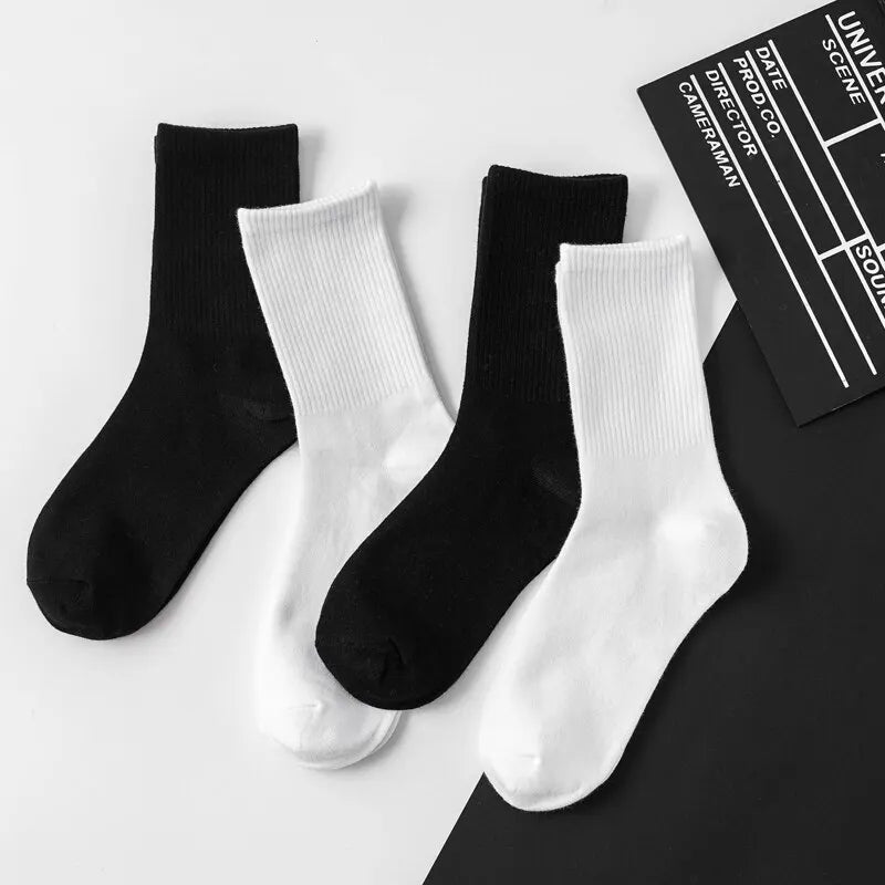 Cotton Crew Socks – Breathable Solid Color for Men Casual Streetwear