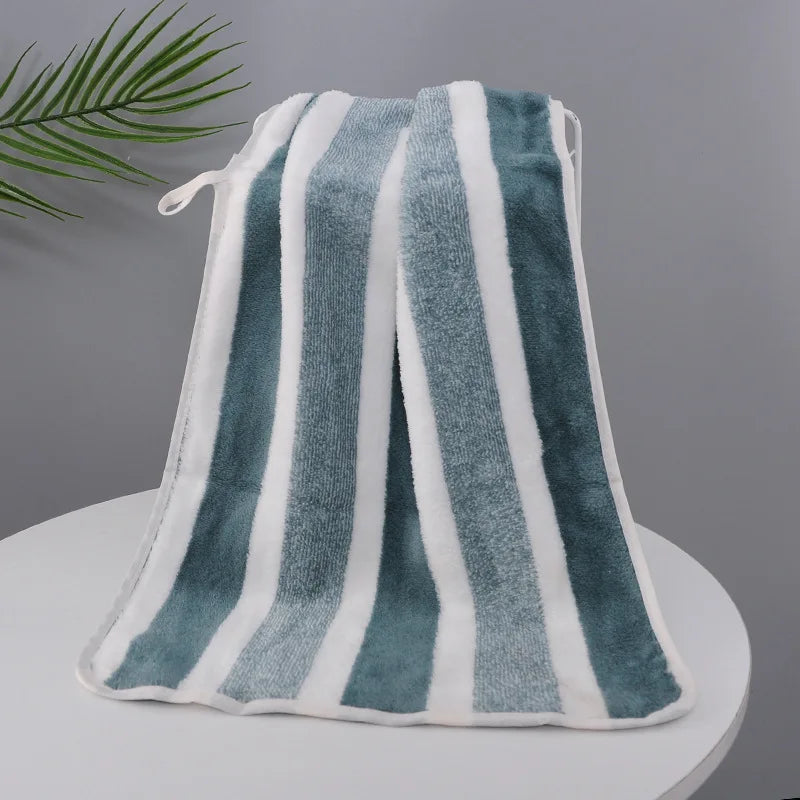 Striped Cotton Towel Set – Absorbent Quick-Dry Fabric for Bathroom Decor